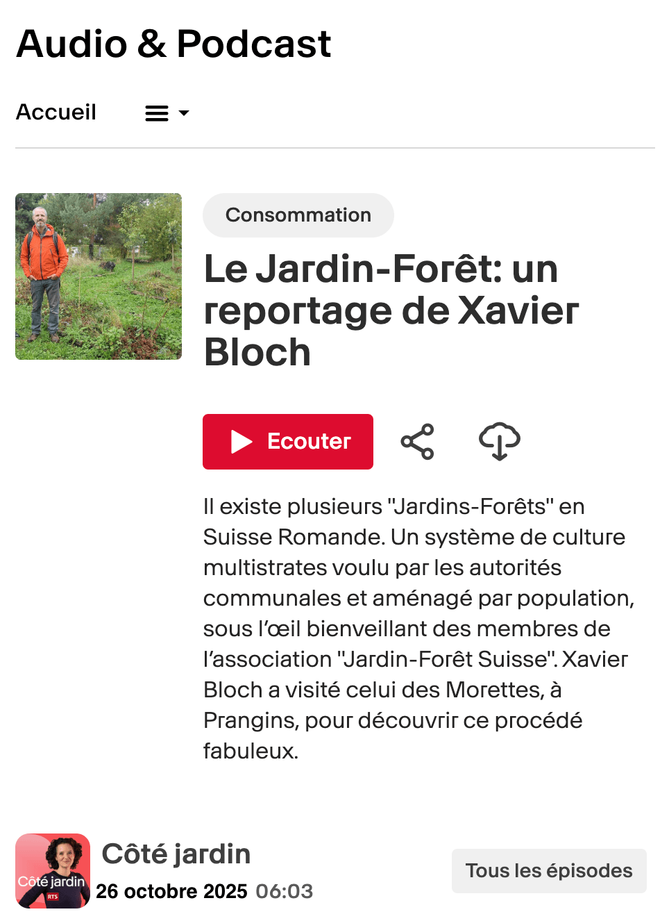 Emission radio de la RTS, Xavier Bloch Emission radio de la RTS, Xavier Bloch