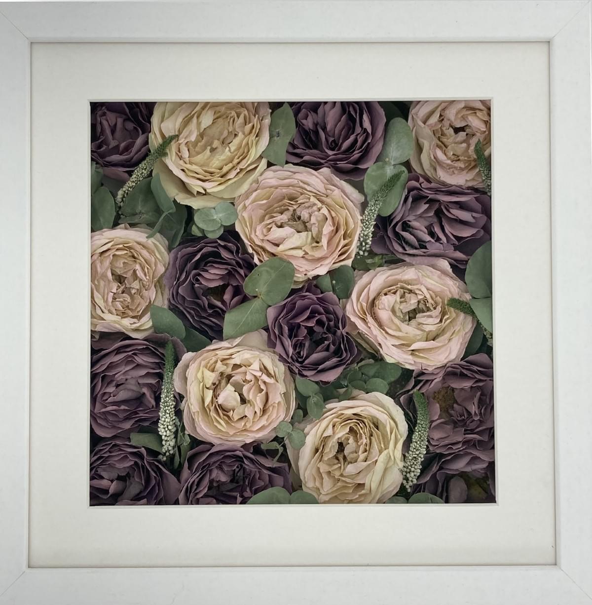 Wedding flowers style framed preservation keepsake in a plain white frame 12"x12"  £275 Wedding flowers style framed preservation keepsake in a plain white frame 12"x12"  £275