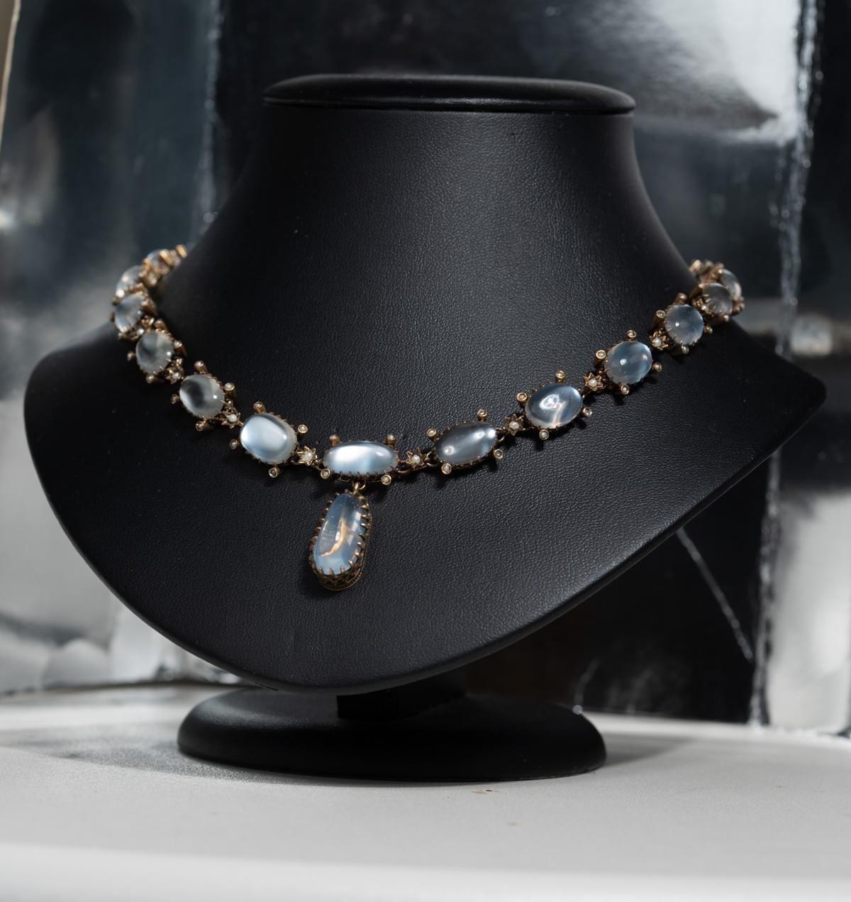 Moonstone and pearl necklace