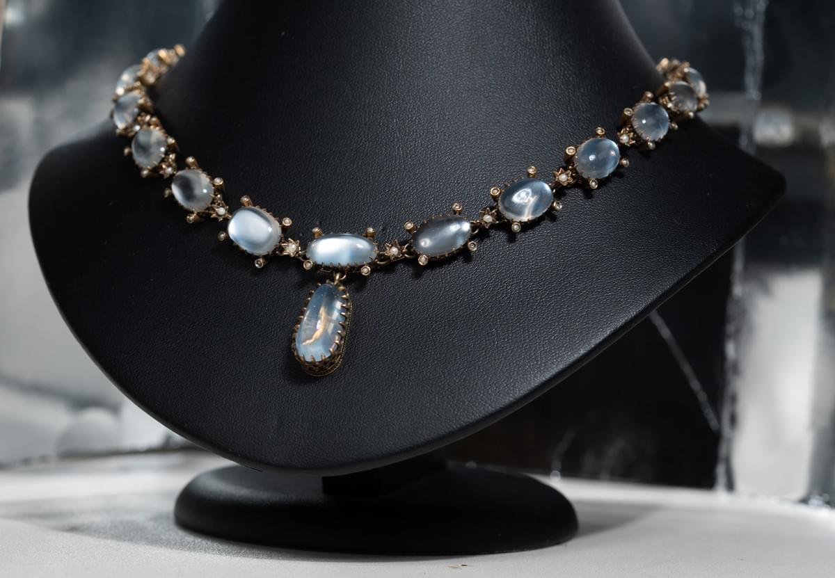 Moonstone and pearl necklace