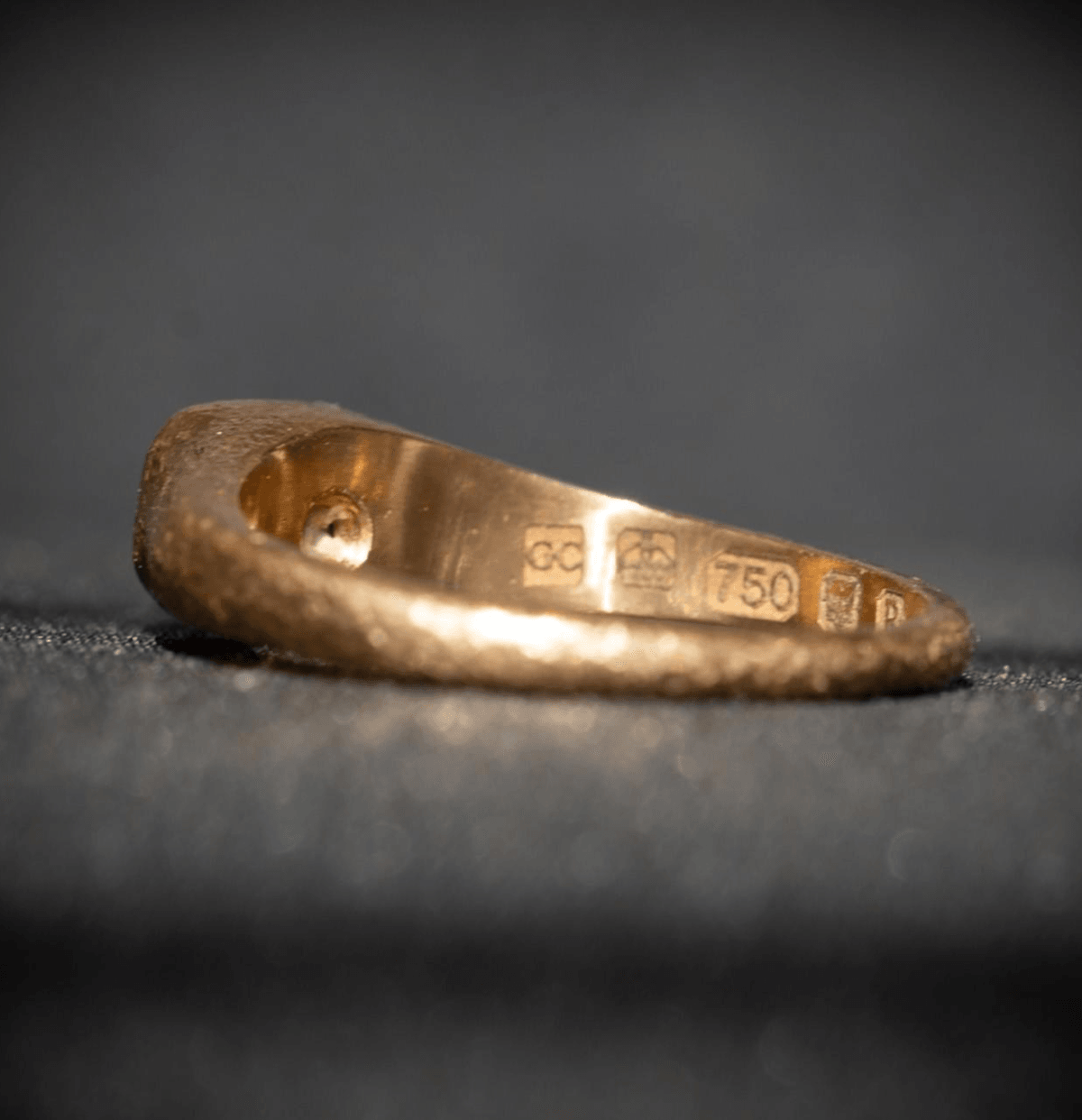 Hand Hammered 18kt Yellow Gold Ring with Unheated Pink Sapphire