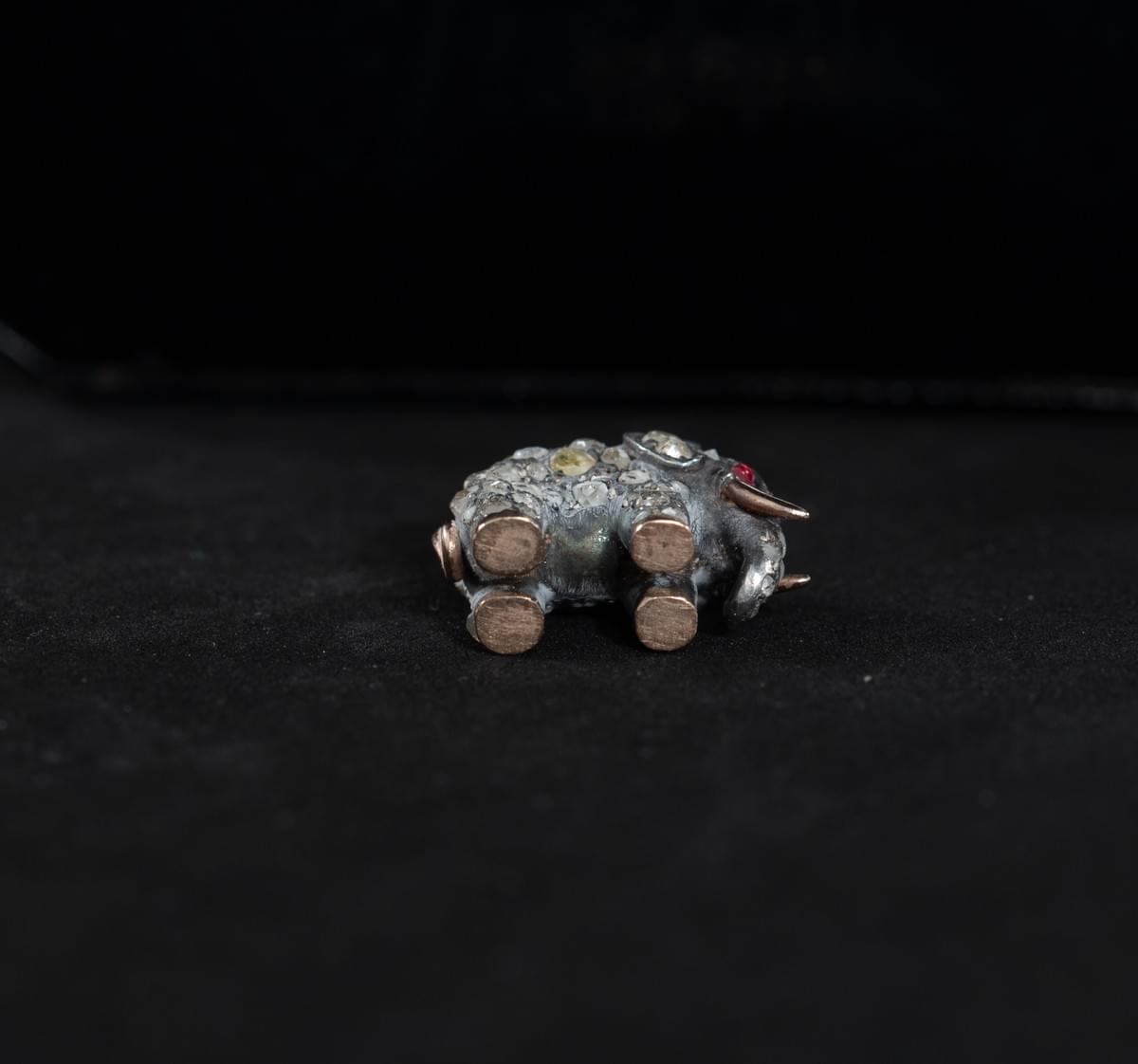 Fabergé Silver and Gold Elephant Pendant by Erik August Kollin, Set with Old‑Cut Diamonds and Ruby