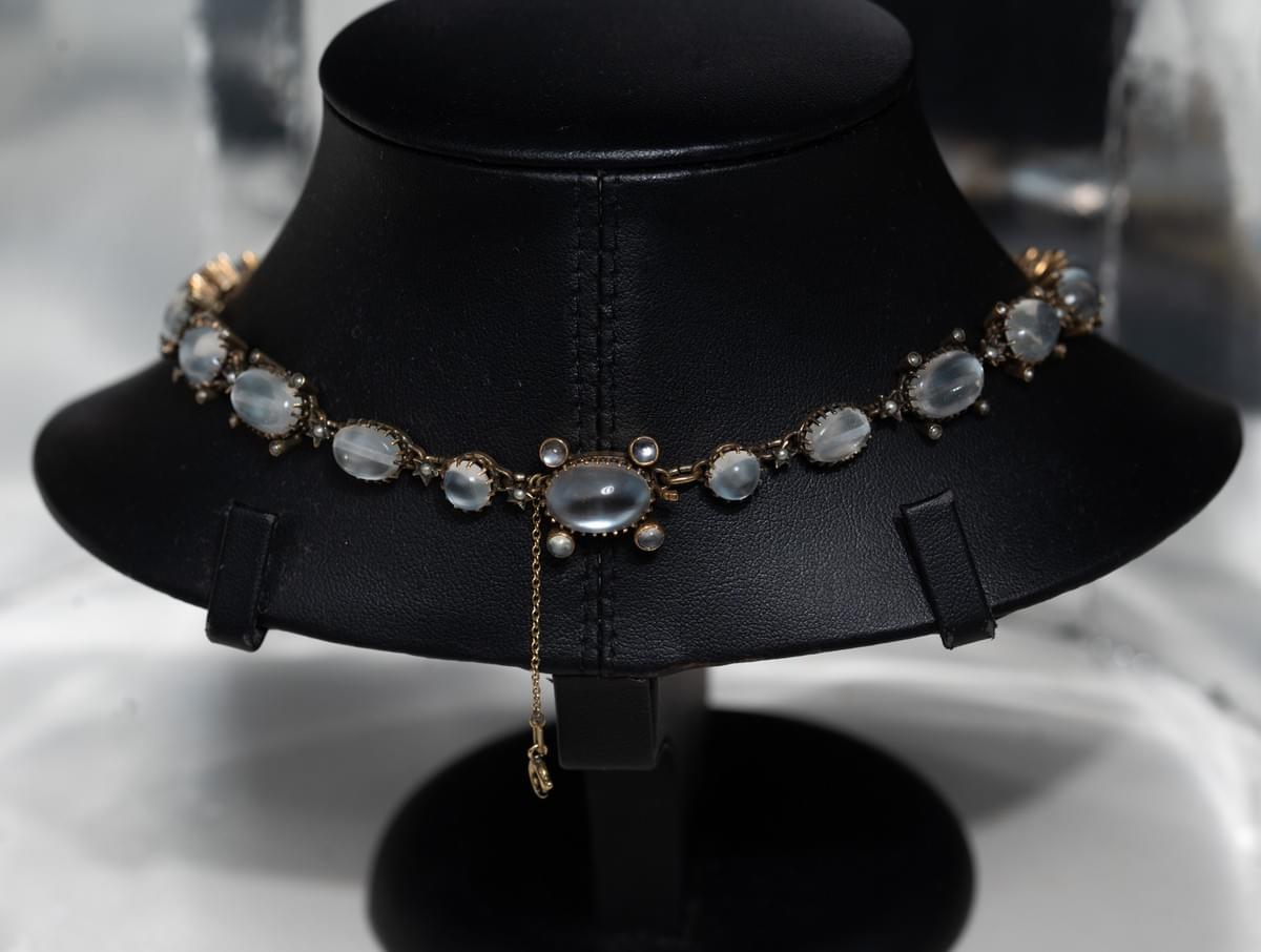 Moonstone and pearl necklace