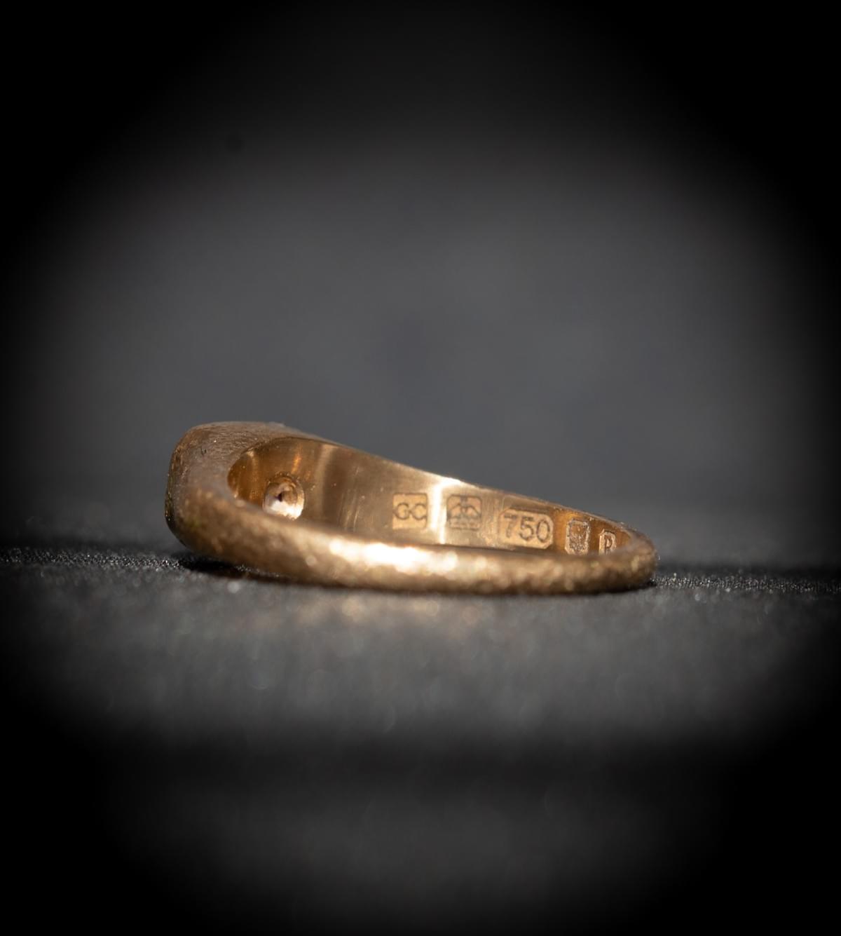 Hand Hammered 18kt Yellow Gold Ring with Unheated Pink Sapphire