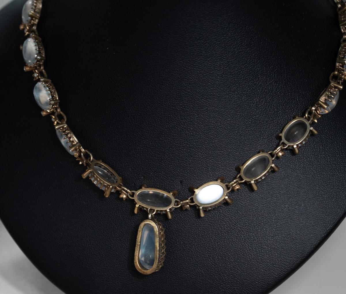 Moonstone and pearl necklace