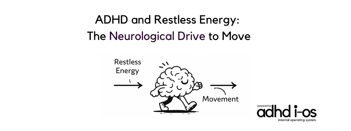 A walking brain cartoon illustrating ADHD restless energy and the neurological drive for movement. A walking brain cartoon illustrating ADHD restless energy and the neurological drive for movement.