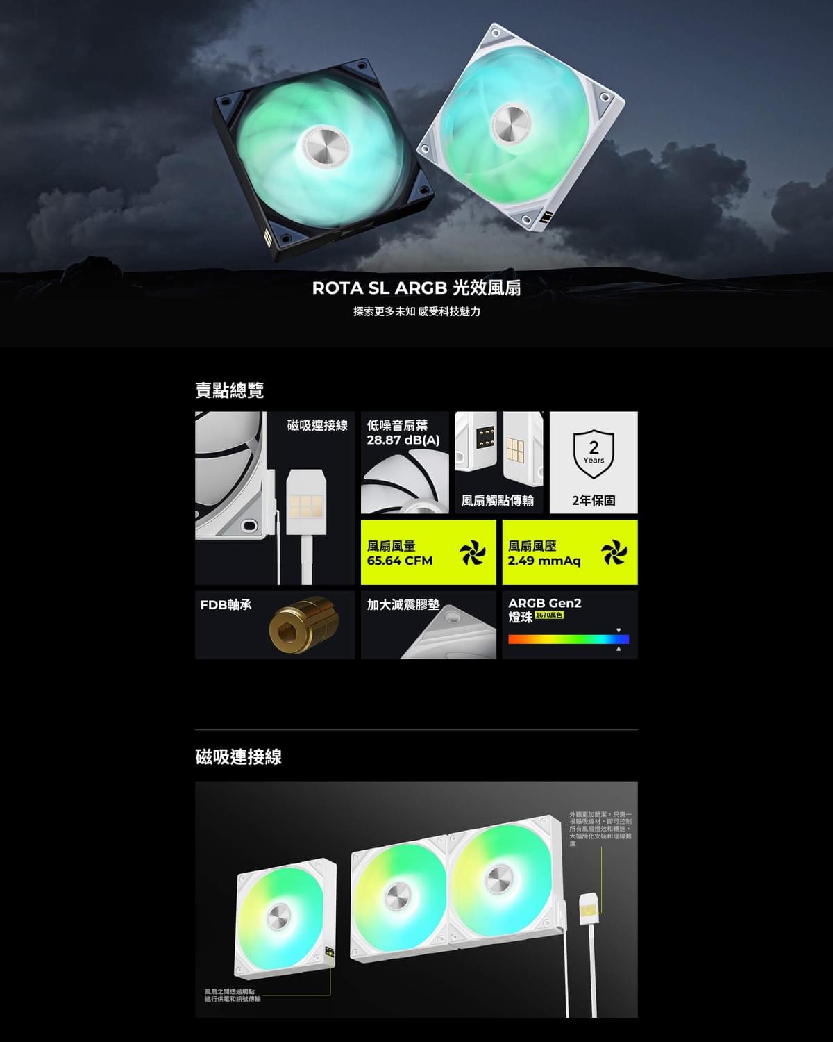【TRYX】ROTA SL Gen1/2 ARGB 靜音風扇 12公分 3入 白 正轉 (免線串聯/FDB/2年保)