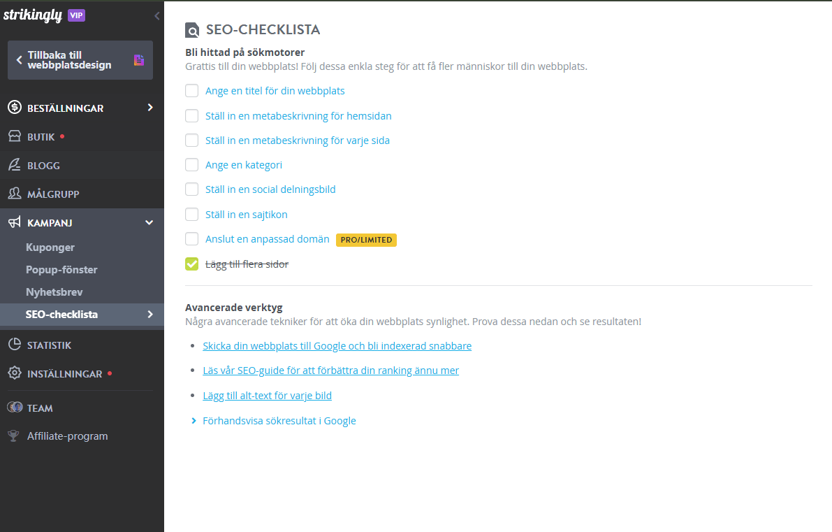 Checklista för slående SEO Checklista för slående SEO