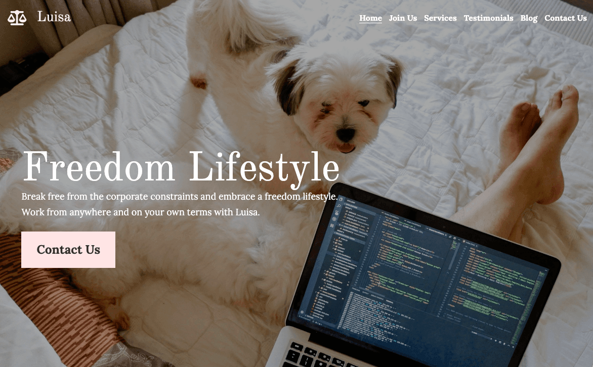 Freedom Lifestyle Template von Strikingly Freedom Lifestyle Template von Strikingly