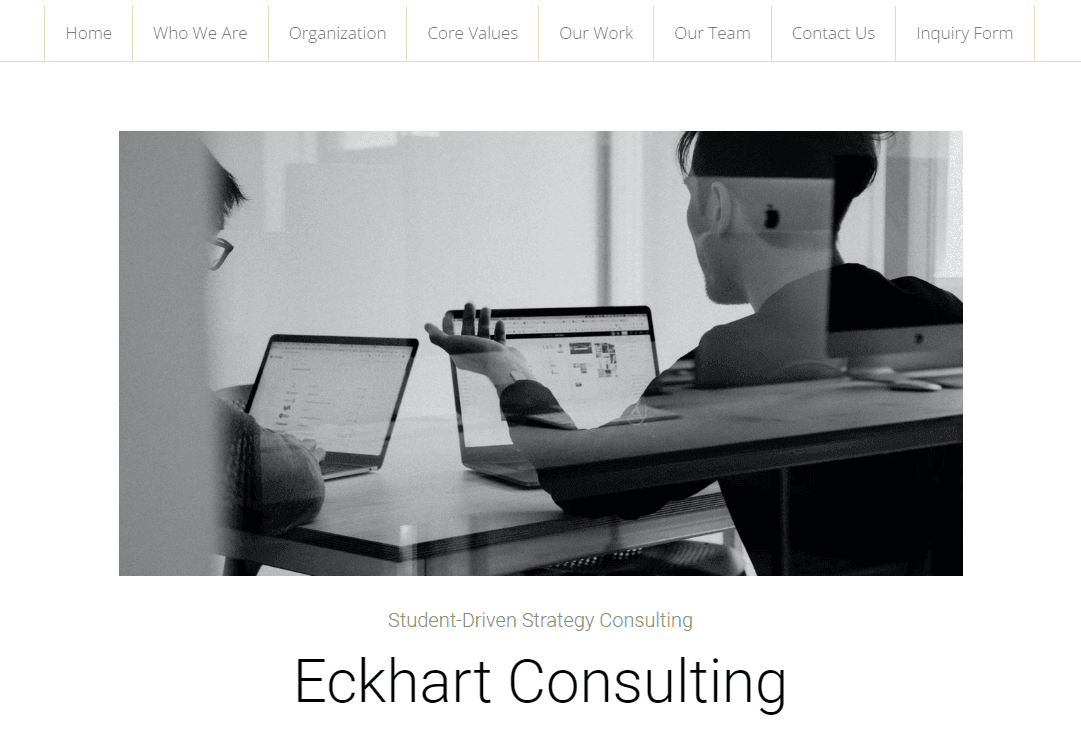 Plantilla de consultoría de Eckhart de Strikingly Plantilla de consultoría de Eckhart de Strikingly