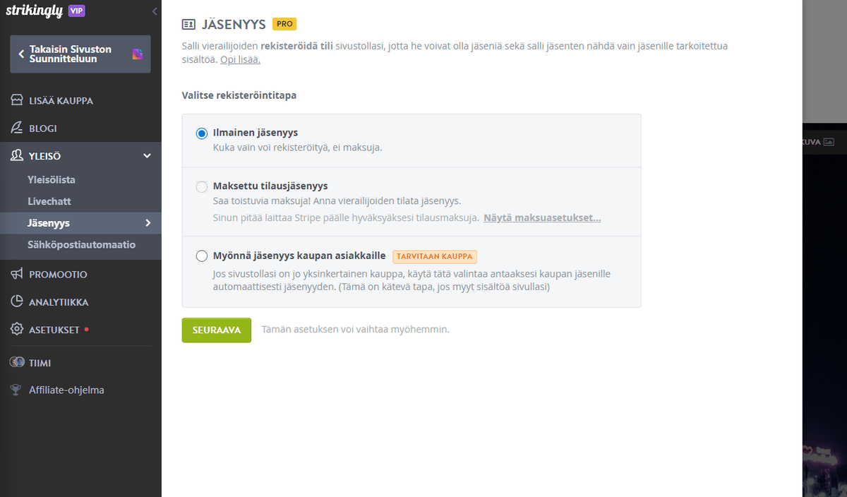 Strikingly Membership Feature Strikingly Membership Feature