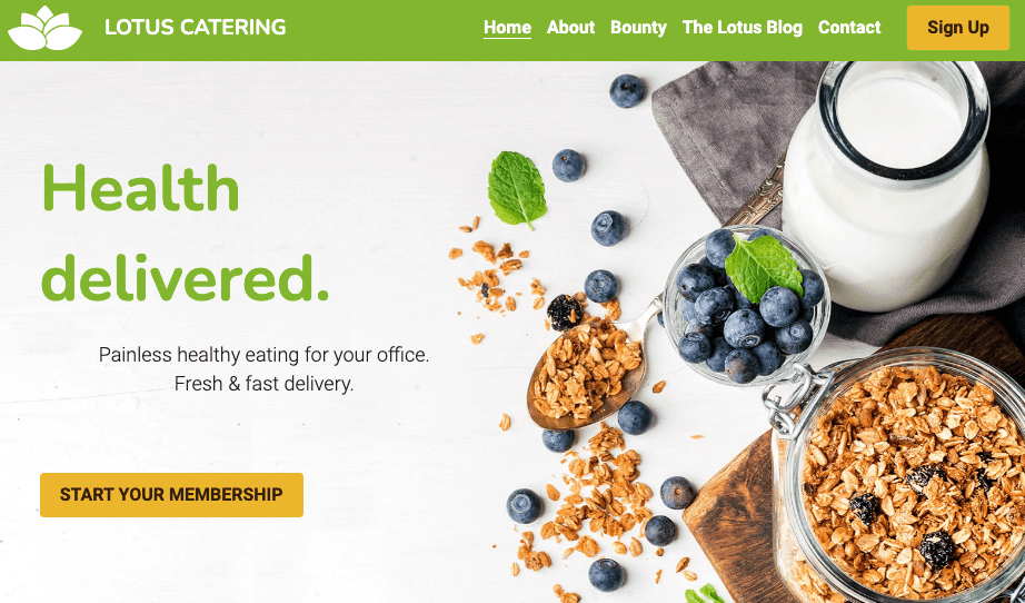 Szablon Lotus Catering od Strikingly Szablon Lotus Catering od Strikingly