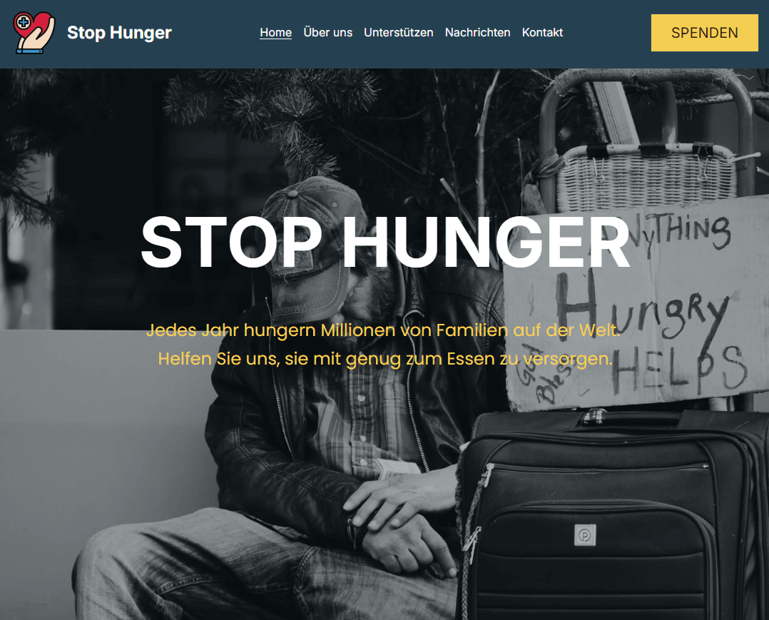 Vorlage zur Hungerbekämpfung von Strikingly Vorlage zur Hungerbekämpfung von Strikingly