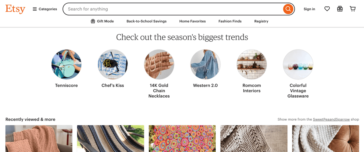 Etsy-Landingpage Etsy-Landingpage