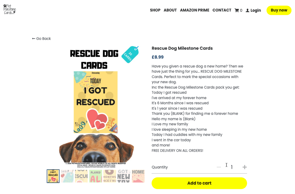 Sitio web de tarjetas de hitos de mascotas Sitio web de tarjetas de hitos de mascotas