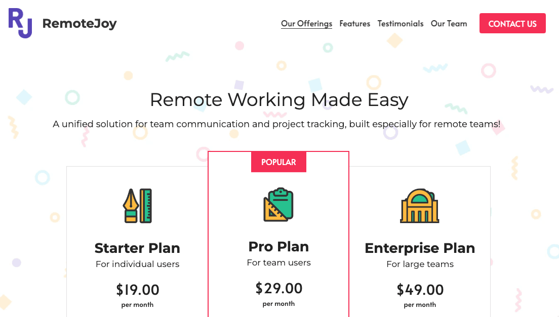Remote Joy Template von Strikingly Remote Joy Template von Strikingly