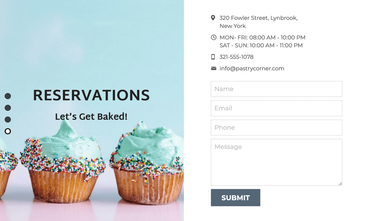 Vorlage für Gebäckecken von Strikingly Vorlage für Gebäckecken von Strikingly