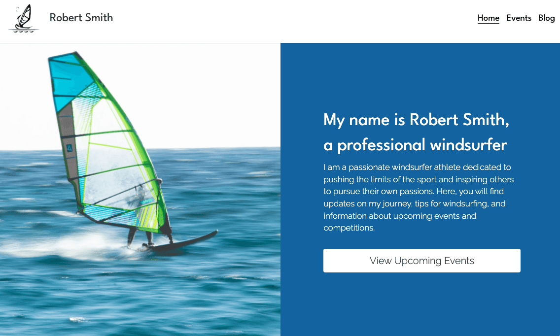 Szablon windsurfera od Strikingly Szablon windsurfera od Strikingly