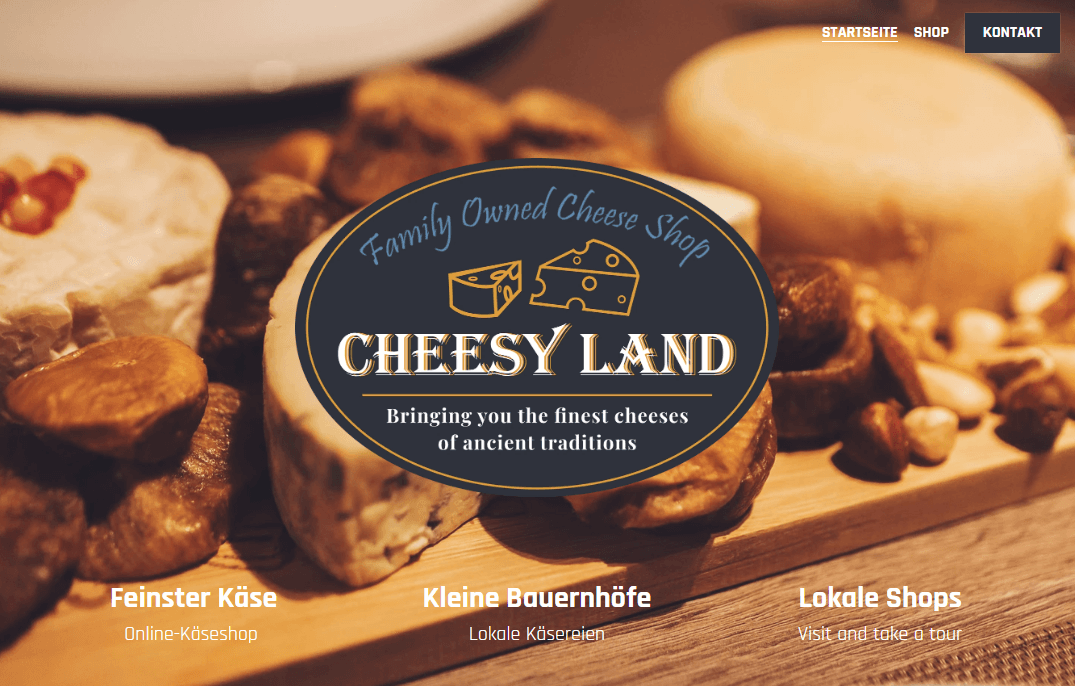 Plantilla Cheesy Land de Strikingly Plantilla Cheesy Land de Strikingly