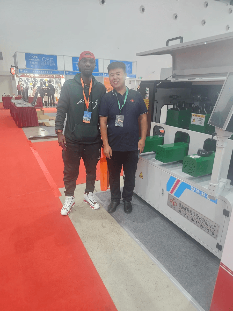 china window door processing machinery factory meet customer from African Canton Fair china window door processing machinery factory meet customer from African Canton Fair