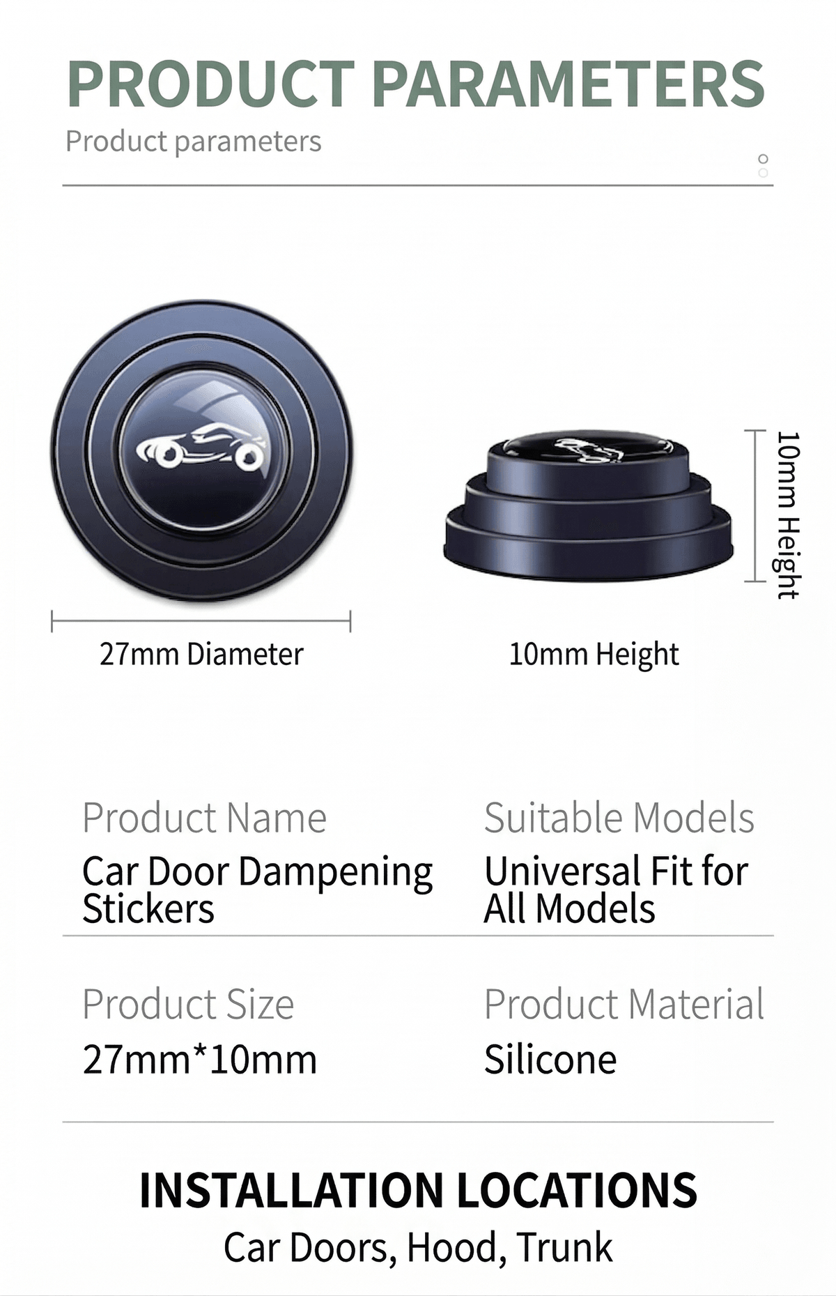 12PCS Universal Car Door Shock Absorption Pads | Anti-Collision Silicone Buffer