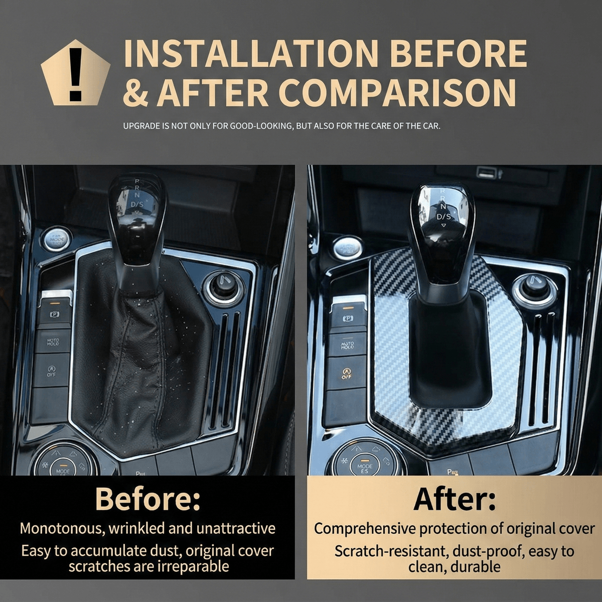 Premium Carbon Fiber Gear Shift Cover for Volkswagen