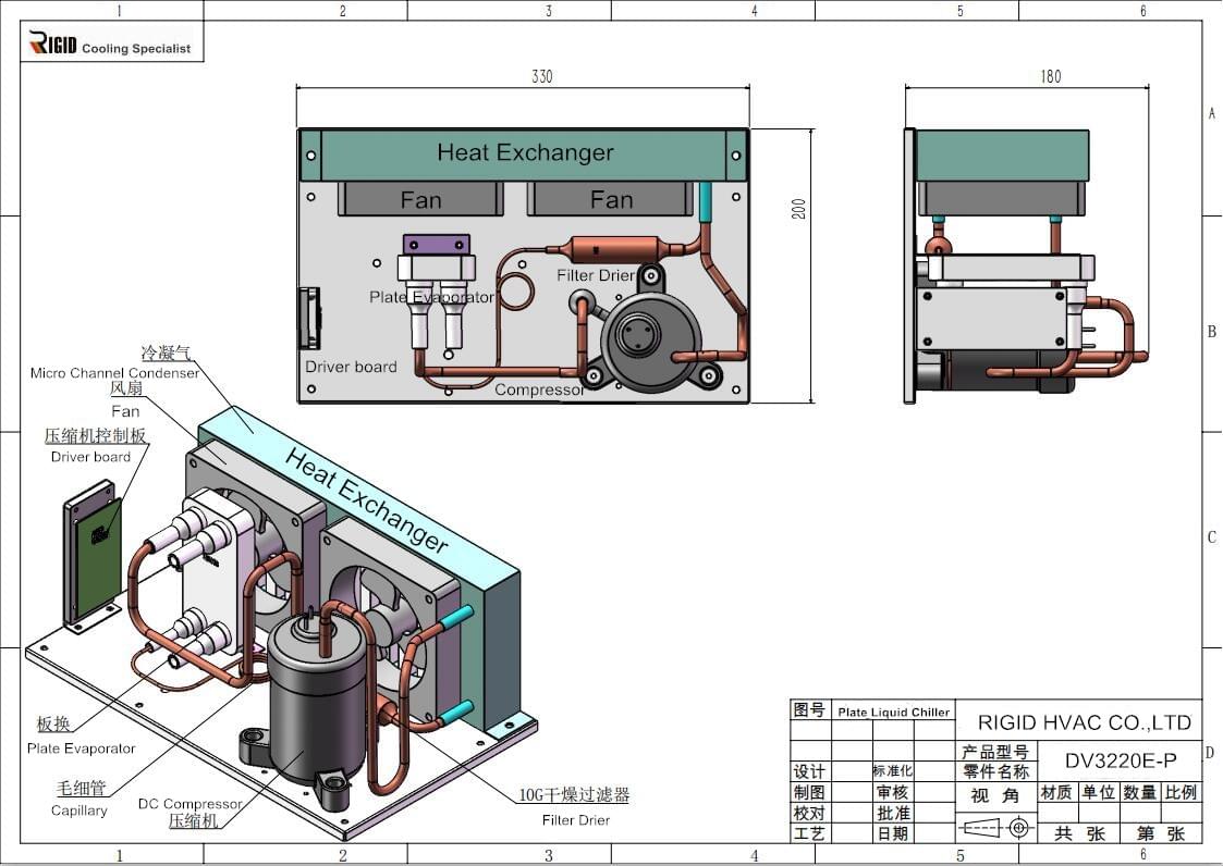 Compact Liquid Chiller for drone, battery, eletronics and medical device cooling. Compact Liquid Chiller for drone, battery, eletronics and medical device cooling.