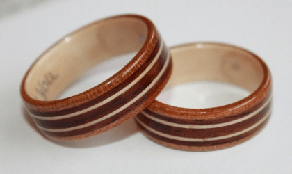 North American ASH is the interior liner of this ring as are the two narrow bands on the wide rosewood inlay. The primary wood of this Touch Wood Ring is Cherry. Learn about the spiritual qualities of North American Ash Wood North American ASH is the interior liner of this ring as are the two narrow bands on the wide rosewood inlay. The primary wood of this Touch Wood Ring is Cherry. Learn about the spiritual qualities of North American Ash Wood