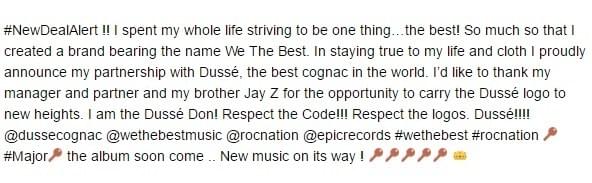 DUSSE COGNAC DJKHALED DEAL ANNOUNCEMENT DUSSE COGNAC DJKHALED DEAL ANNOUNCEMENT