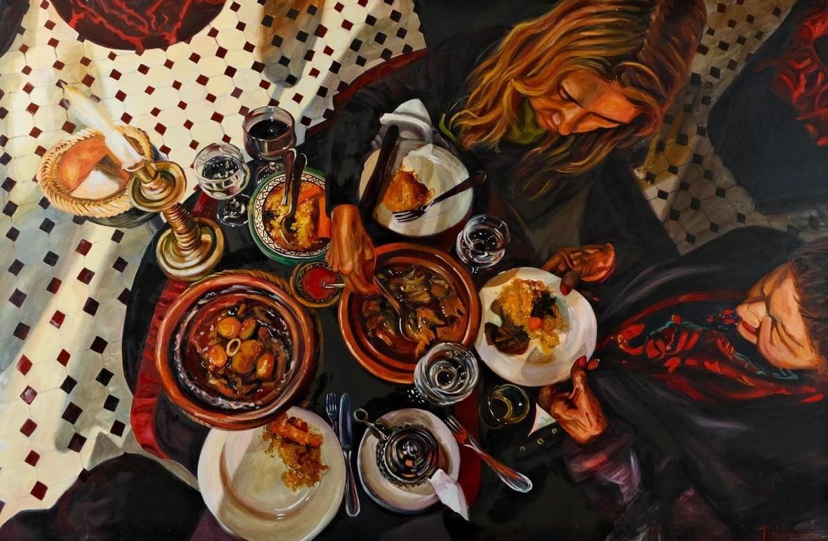 and intimate conversation, capturing ritual, connection, and everyday emotional memory through rich color and painterly detail and intimate conversation, capturing ritual, connection, and everyday emotional memory through rich color and painterly detail