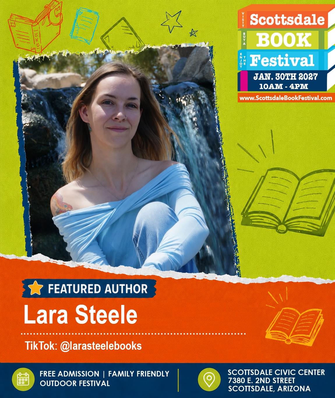 Lara Steele, featured author appearing at Scottsdale Book Festival 2027 in Scottsdale, Arizona. Lara Steele, featured author appearing at Scottsdale Book Festival 2027 in Scottsdale, Arizona.
