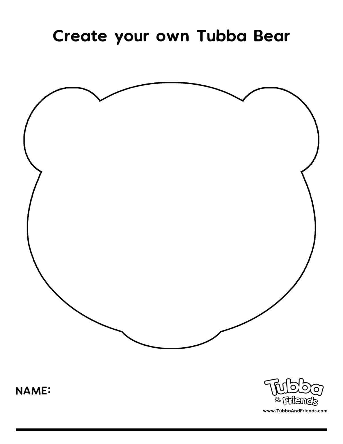 Blank Tubba Bear face coloring page for kids to create their own bear character Blank Tubba Bear face coloring page for kids to create their own bear character