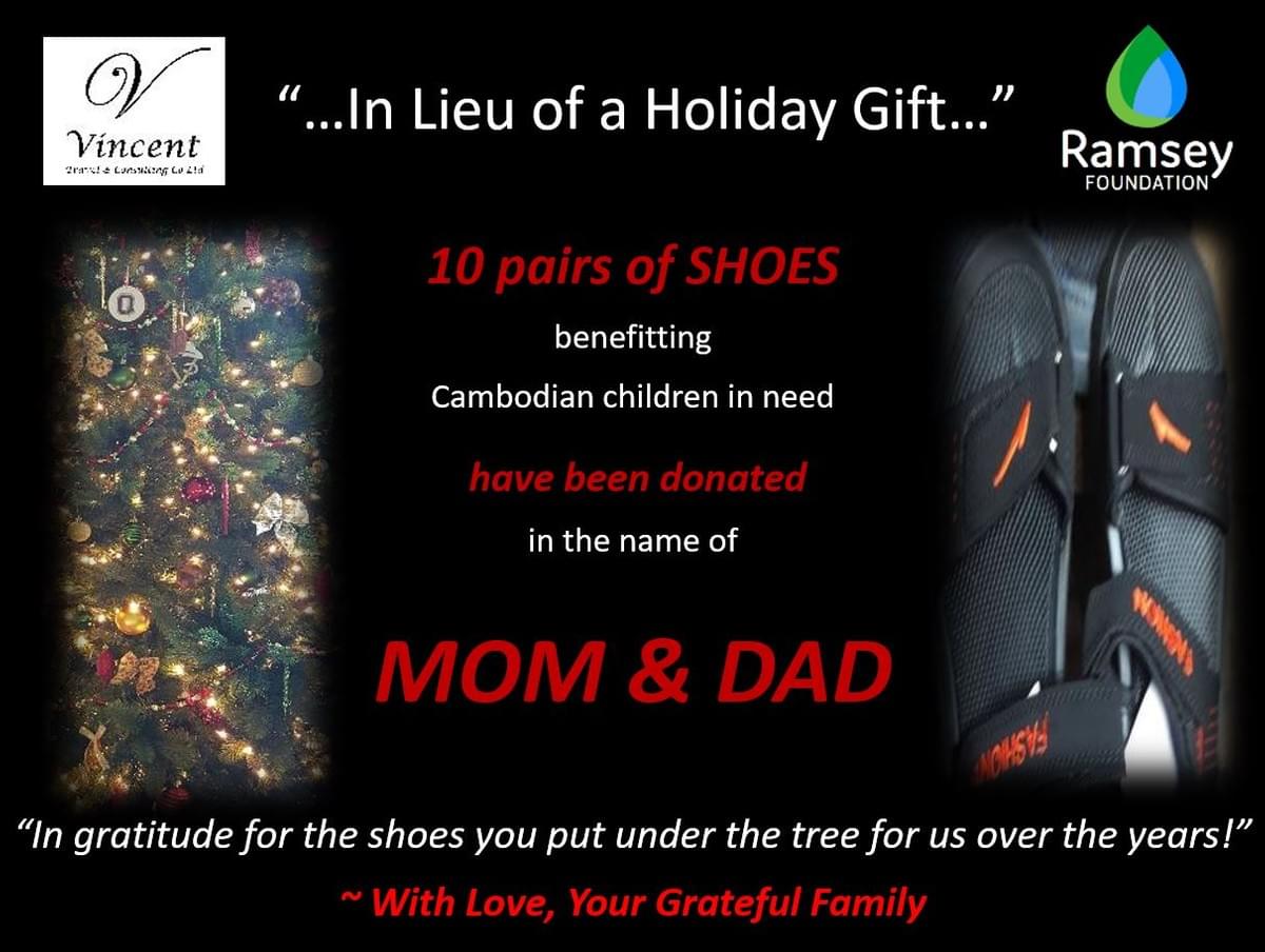 Example of an electronic dedication certificate that's included with each "In Lieu of a Holiday gift" donation Example of an electronic dedication certificate that's included with each "In Lieu of a Holiday gift" donation