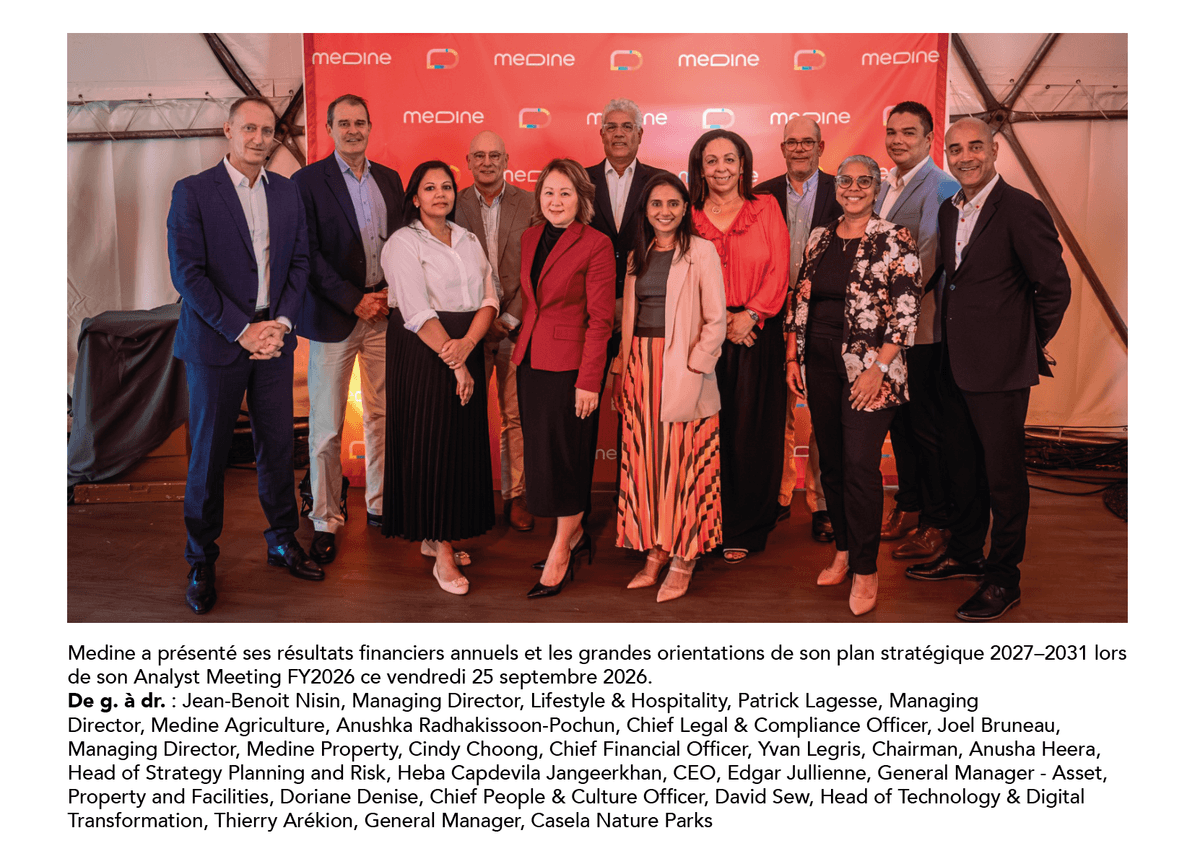Équipe dirigeante de Medine réunie lors de l’Analyst Meeting FY2026 consacré aux résultats financiers du Groupe. Équipe dirigeante de Medine réunie lors de l’Analyst Meeting FY2026 consacré aux résultats financiers du Groupe.