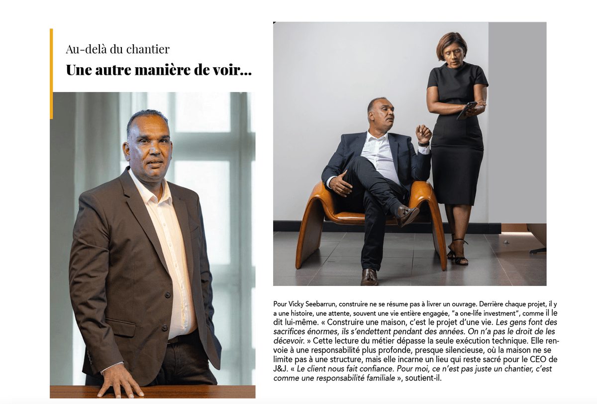 Portraits en studio du dirigeant de J&J Group, seul et accompagné, dans le cadre du Cover Story de Construct Magazine. Portraits en studio du dirigeant de J&J Group, seul et accompagné, dans le cadre du Cover Story de Construct Magazine.