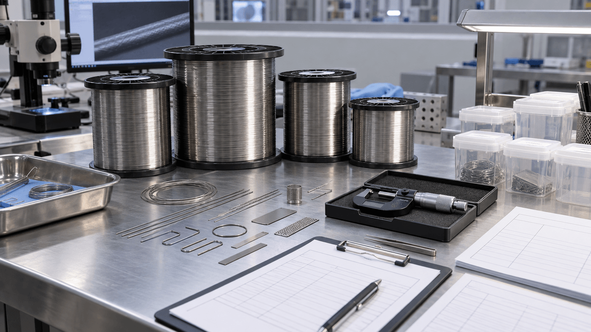 Nitinol wire lot acceptance with spool samples and test records Nitinol wire lot acceptance with spool samples and test records
