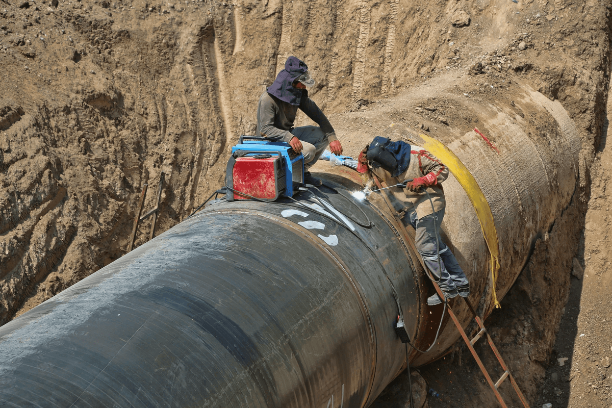 Welding Inspection process on industrial pipeline Welding Inspection process on industrial pipeline
