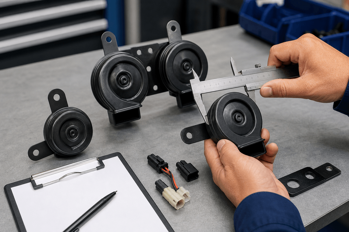Buyer measuring fitment space for single and dual tone car horns Buyer measuring fitment space for single and dual tone car horns