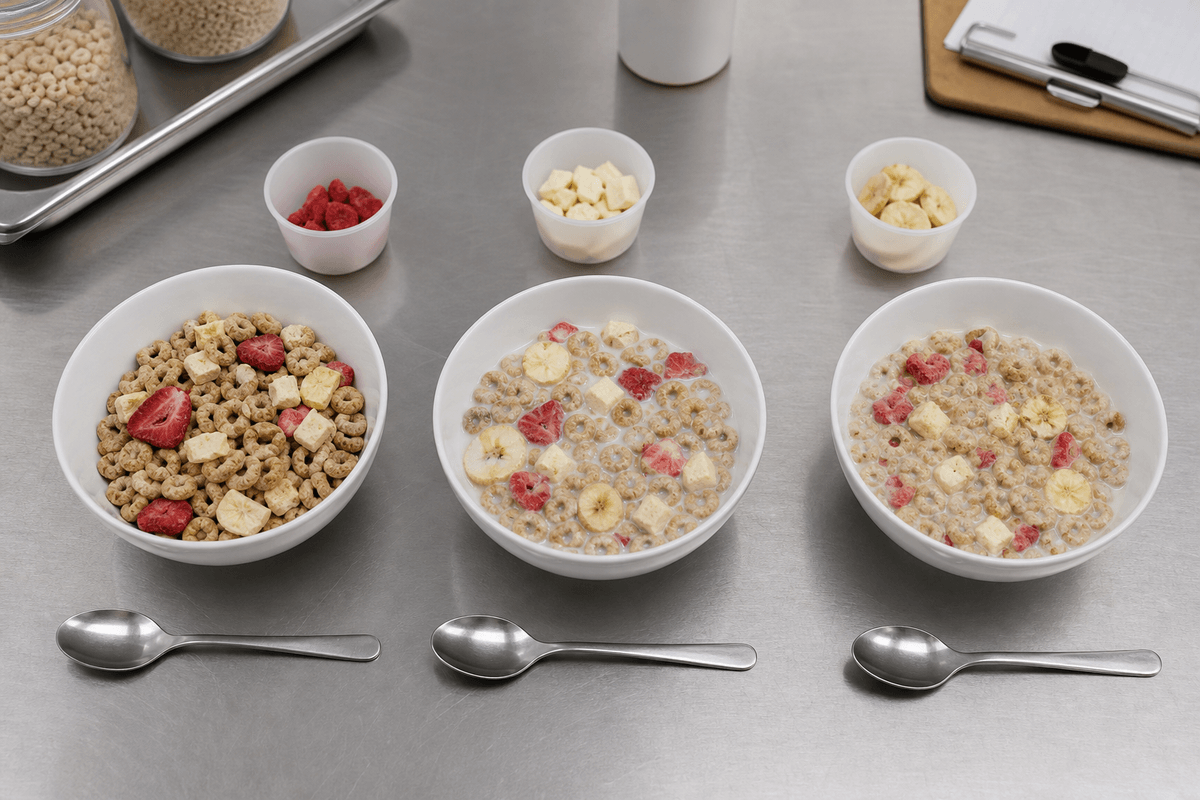 cereal bowl test comparing fruit visibility and spoon fit cereal bowl test comparing fruit visibility and spoon fit