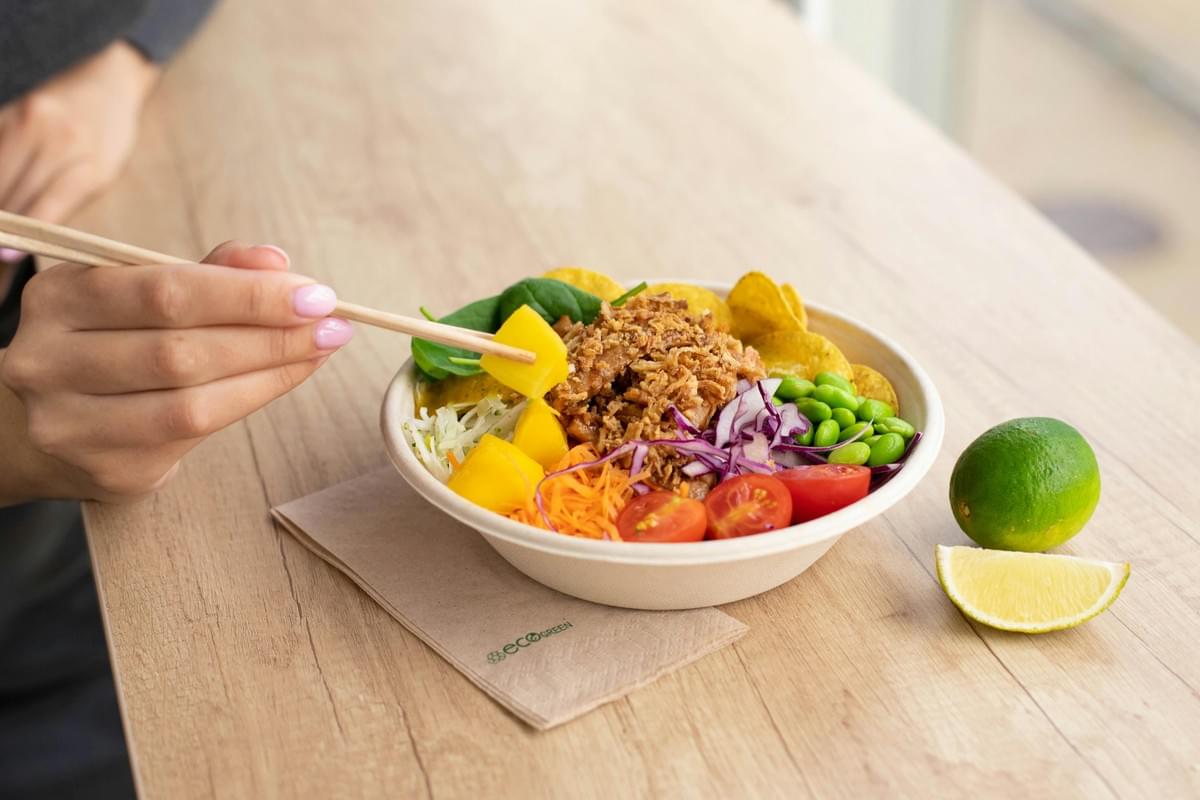 Reusable options like this disposable container minimize waste. Reusable options like this disposable container minimize waste.