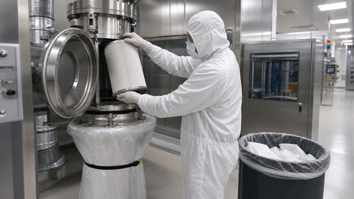 contained filter change on a semiconductor process dust collector contained filter change on a semiconductor process dust collector