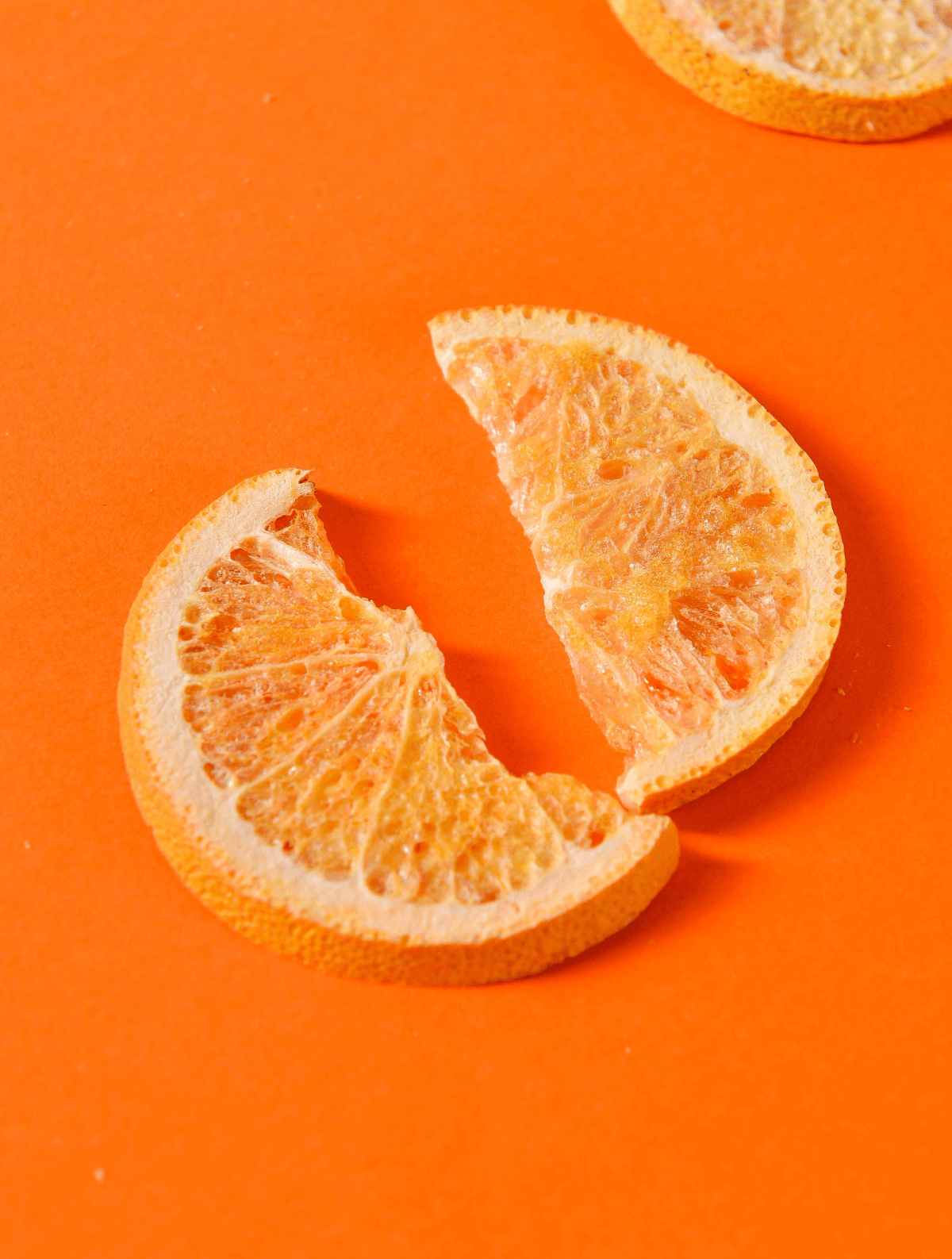 Vibrant display of freeze dried orange slices Vibrant display of freeze dried orange slices
