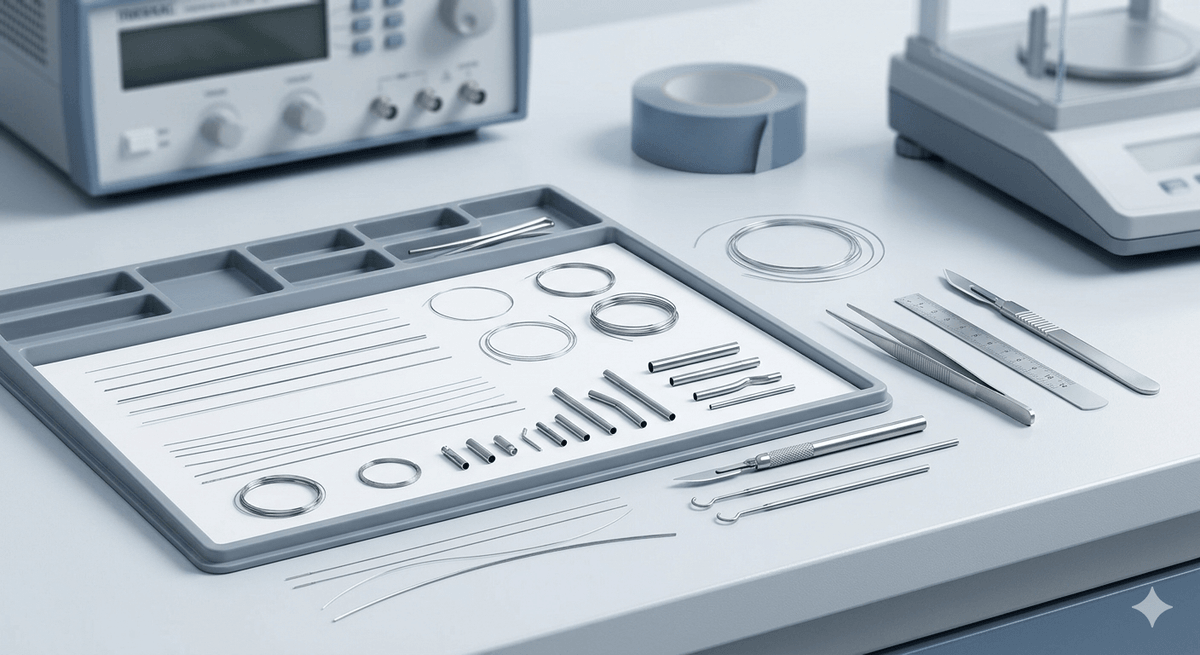 Medical nitinol wire samples for biocompatibility evaluation Medical nitinol wire samples for biocompatibility evaluation