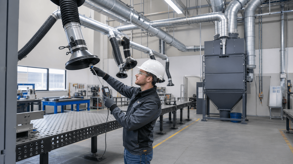 extraction arms for industry capturing welding fume at a workstation extraction arms for industry capturing welding fume at a workstation