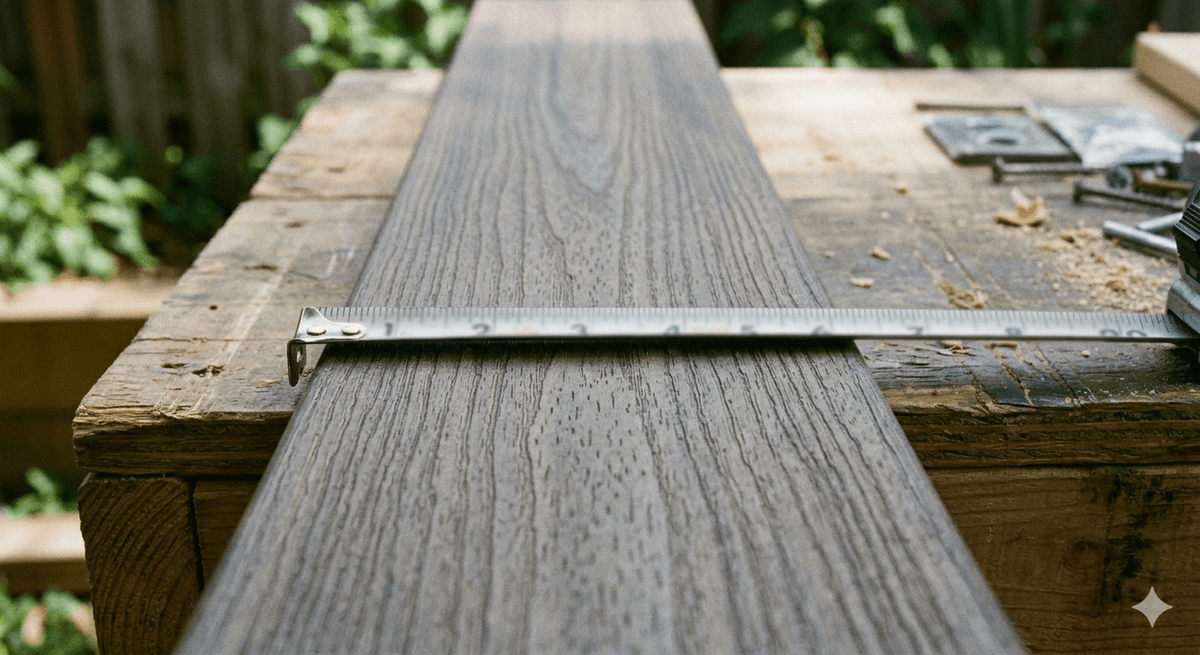 Measuring the actual width of a composite deck board Measuring the actual width of a composite deck board