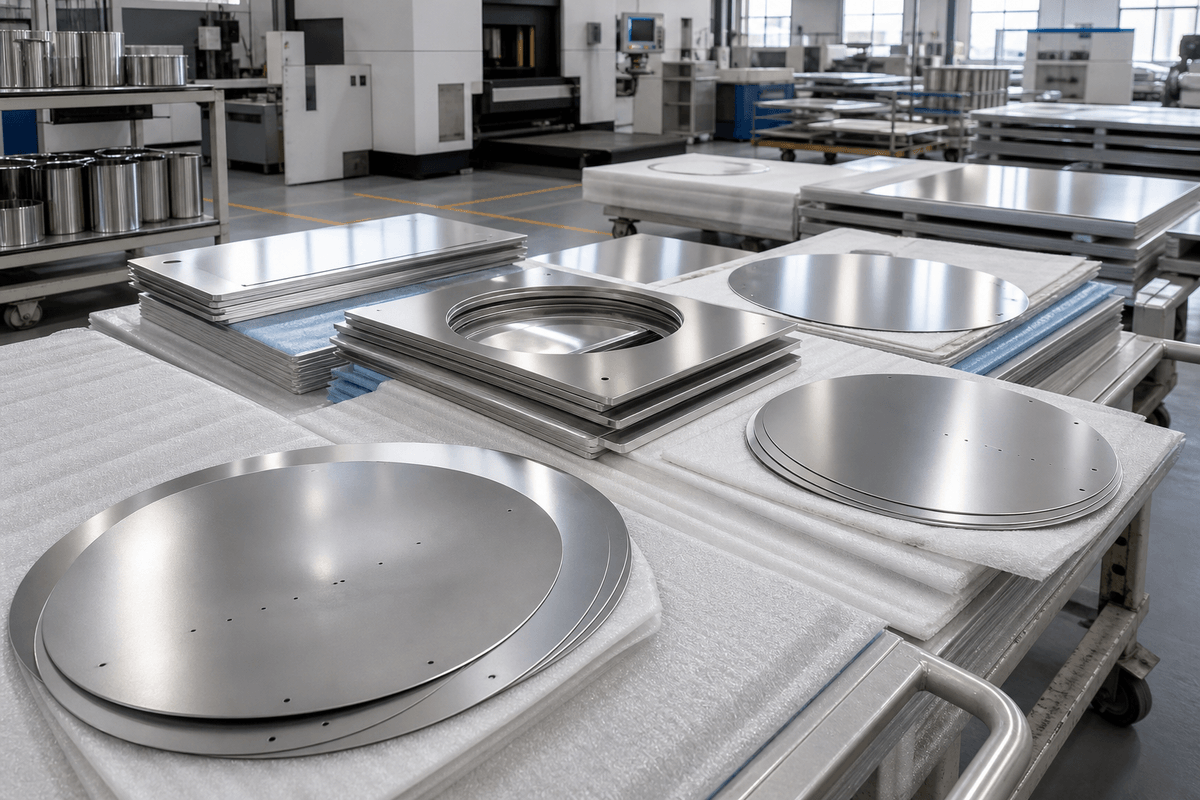 Stainless steel kitchenware sheet parts organized to protect visible surface quality Stainless steel kitchenware sheet parts organized to protect visible surface quality