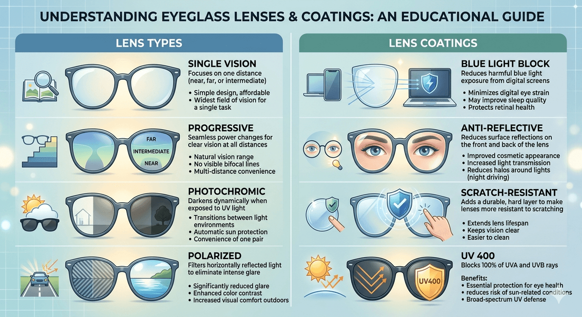 showing different types of glass lenses including progressive lens showing different types of glass lenses including progressive lens