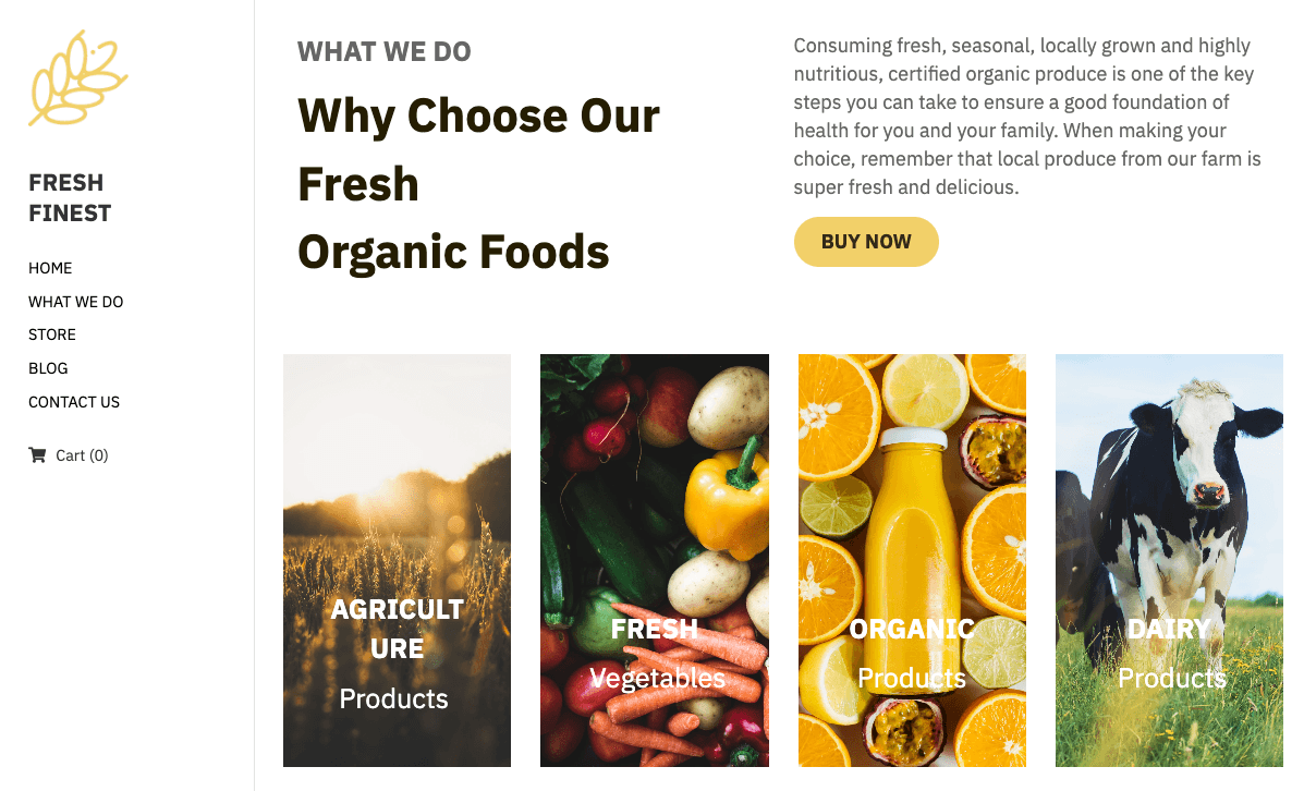 Fresh Finest Strikingly website presenting a clear business example with benefit copy and organized content Fresh Finest Strikingly website presenting a clear business example with benefit copy and organized content