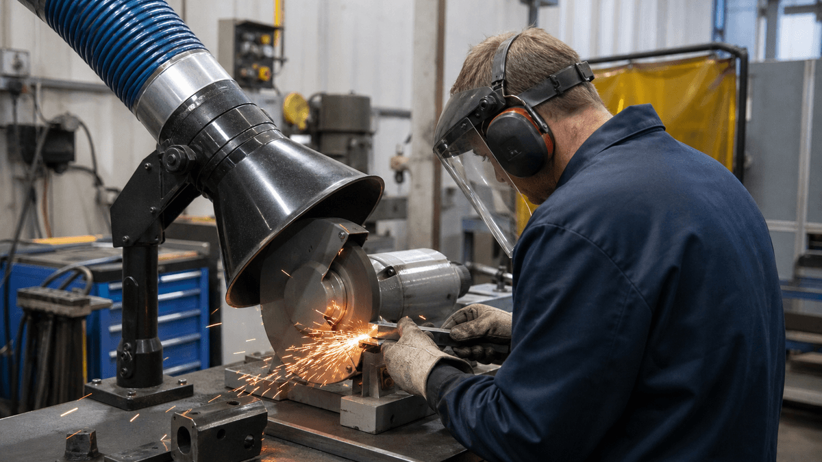 Metal grinding workstation with close source dust capture Metal grinding workstation with close source dust capture