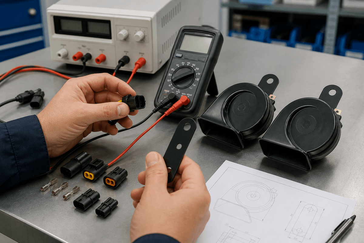 Buyer checking dual tone car horn kit current draw and connector fit Buyer checking dual tone car horn kit current draw and connector fit